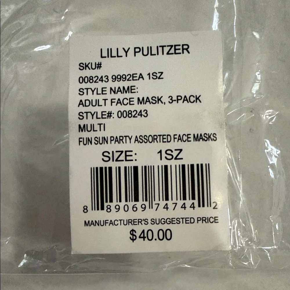 Lilly Pulitzer Floral & Abstract Patterned Face Masks (3) Mask